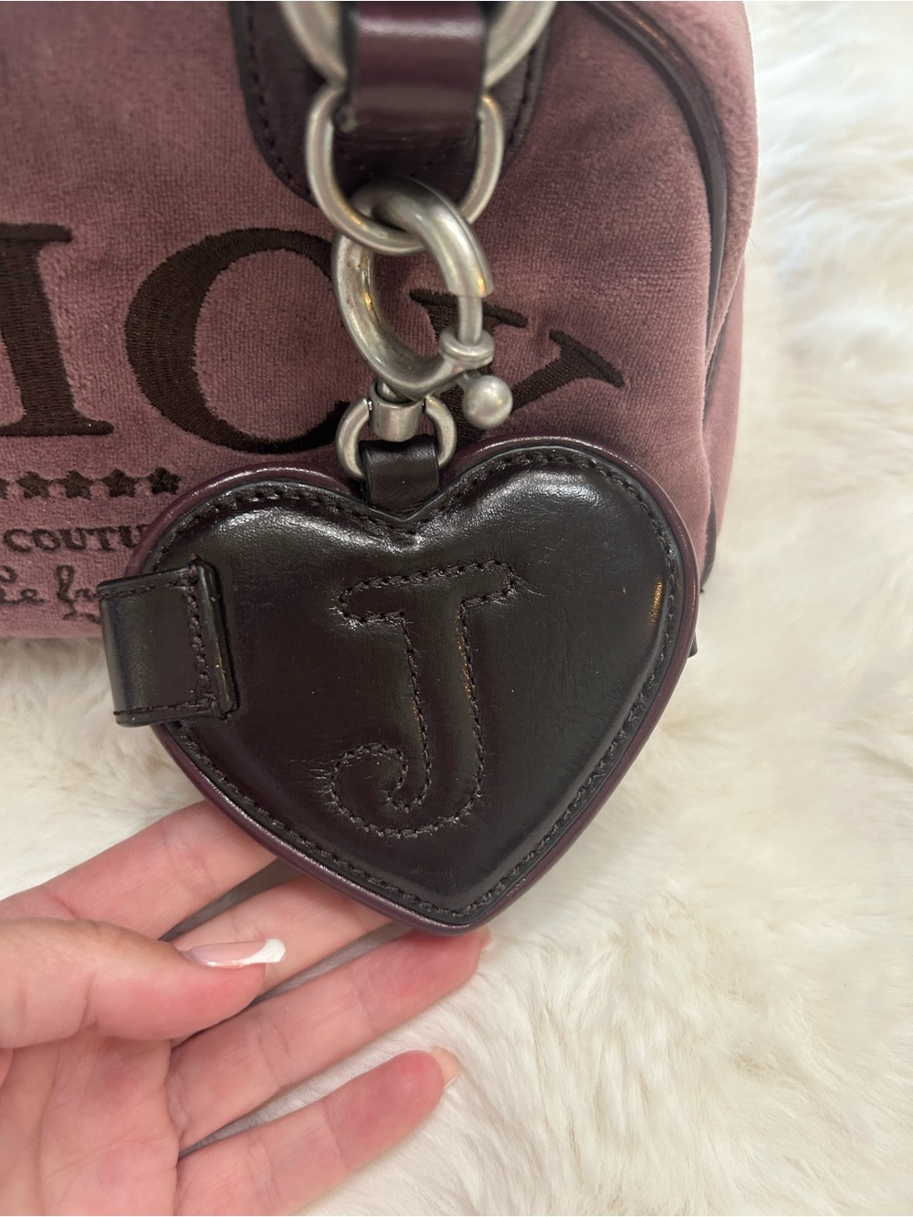 Y2K Vintage 2009 Juicy Couture Purple Velour Bowler Bag Regal Couture Party - Picture 5 of 16